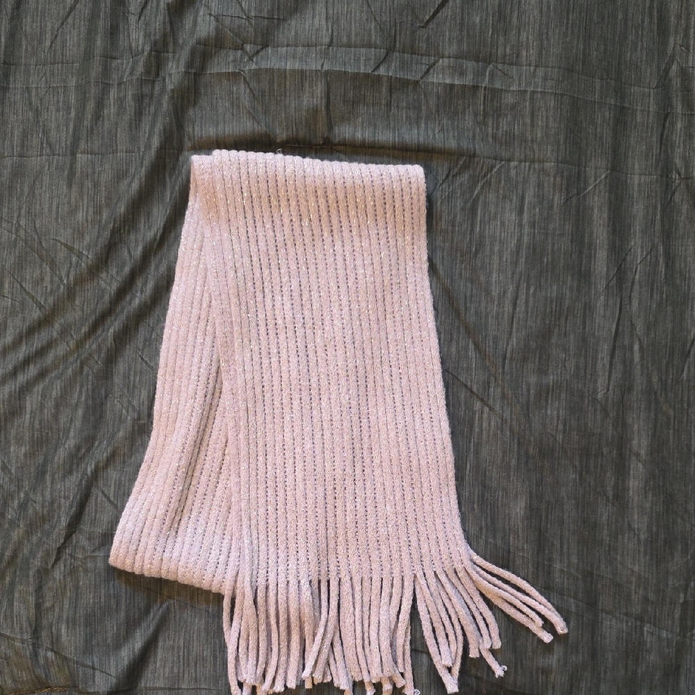 Elegant Cream With Gold Glitter Knit Scarf